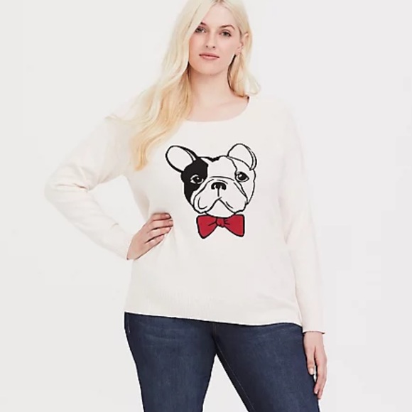 Torrid Beige Frenchie Sweatshirt Sweater 00 - Picture 2 of 9